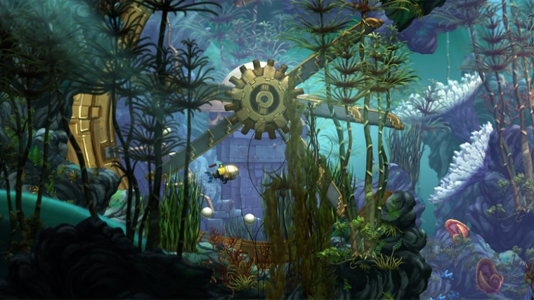 This image released by Insomniac Games Inc. shows a scene from the video game, "Song of the Deep." Gamestop is partnering with Insomniac Games to release the studio's upcoming underwater-set adventure "Song of the Deep." The Grapevine, Texas-based company will also sell "Song of the Deep" merchandise. (Insomniac Games Inc. via AP)
